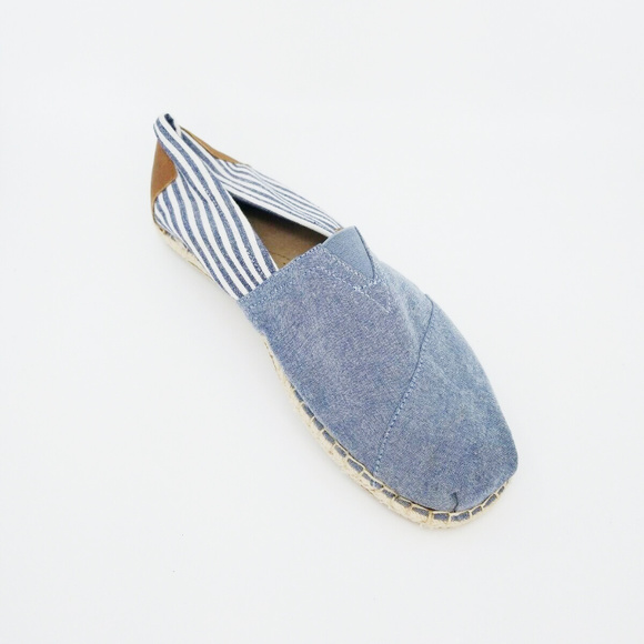 Toms Mens Alpargata Canvas Blue Striped Slip On - Picture 5 of 8